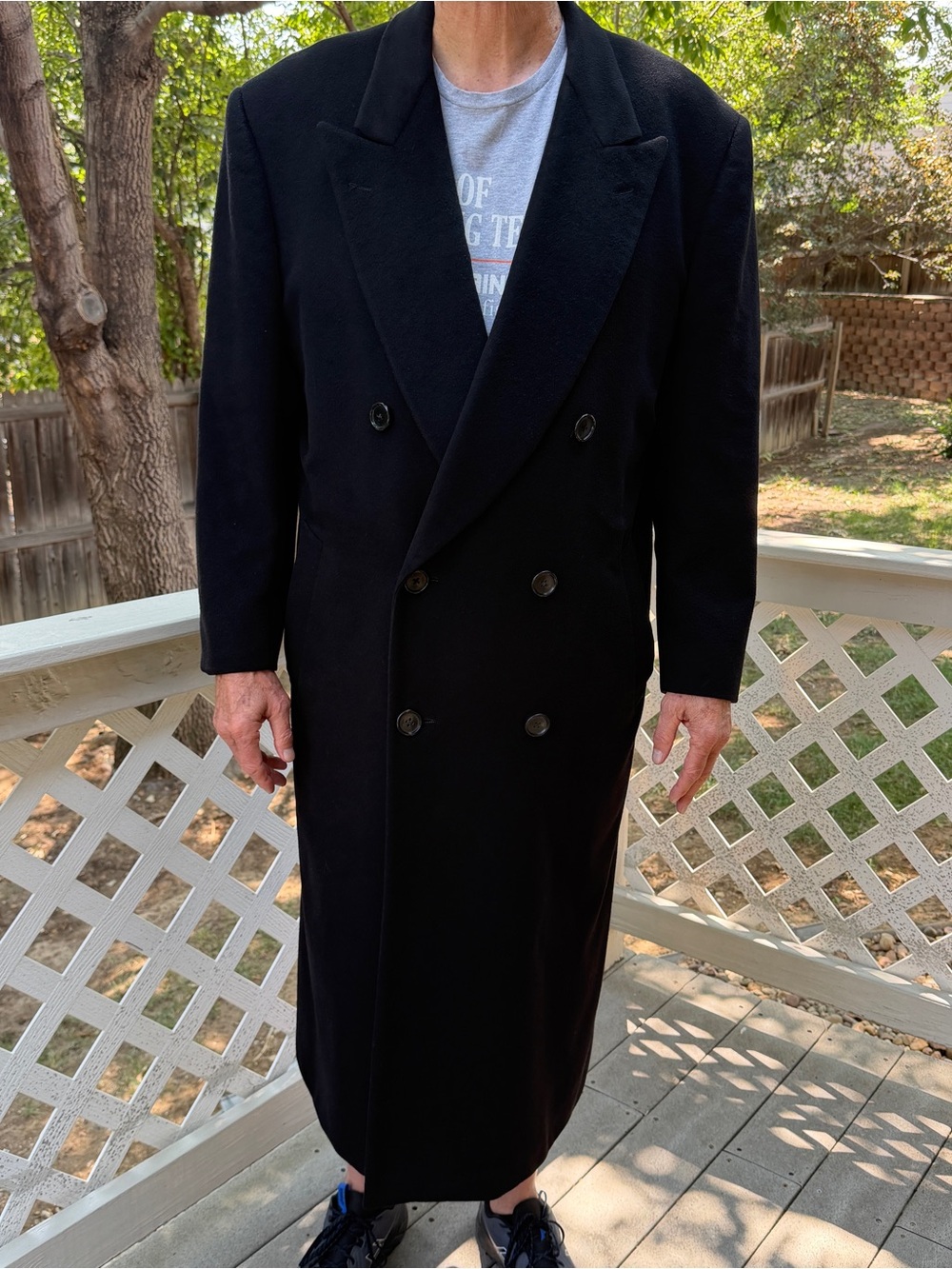 Loro Piana Italy Black Men XL 50" 100% Cashmere Overcoat Double Breasted Coat
